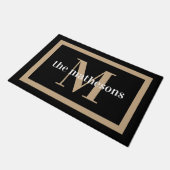 Klassieke zwarte & Tan familienaam & monogram Deurmat (Schuin)