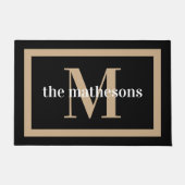 Klassieke zwarte & Tan familienaam & monogram Deurmat (Voorkant)