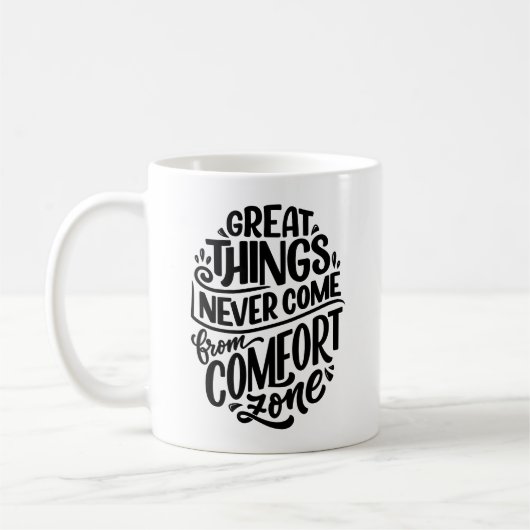 Klassieke Zwarte Typografie Citaat Comfort Modern Koffiemok (Links)