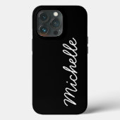 Klassieke zwarte & Witte Aangepaste Cursieve Naam  Case-Mate iPhone Case (Achterkant)