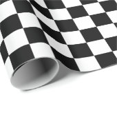 Klassieke zwarte & witte chequer cadeaupapier (Rol Hoek)