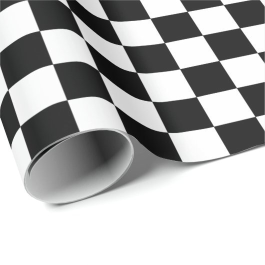 Klassieke zwarte & witte chequer   cadeaupapier (Rol Hoek)