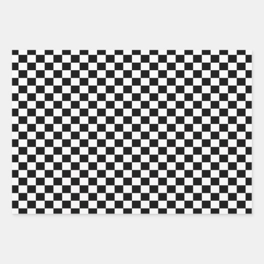 Klassieke zwarte & witte chequer   inpakpapier vel (Voorkant 3)