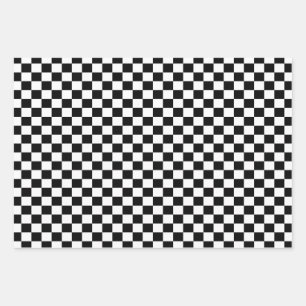 Klassieke zwarte & witte chequer   inpakpapier vel