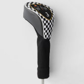 Klassieke zwarte & witte cheques Initialen & numme Golfheadcover (Schuin)