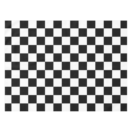 Klassieke zwarte & witte cheques tafelkleed (Voorkant (Horizontaal))