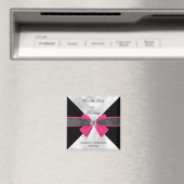 Klassieke zwarte & witte draperie met magenta bow magneet (Insitu (Vaatwasser))