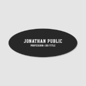 Klassieke zwarte witte, eenvoudige Sjabloon ovaal Naamplaatje (Voorkant)