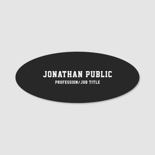 Klassieke zwarte witte, eenvoudige Sjabloon ovaal Naamplaatje (Voorkant)