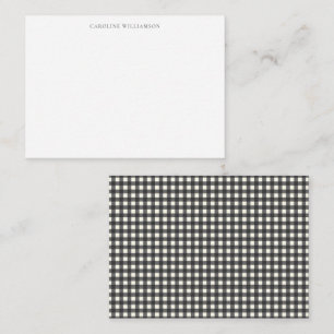 Klassieke Zwarte Witte Gingham Plaid Bruiloftsfees Notitiekaartje