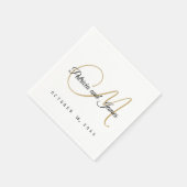 Klassieke zwarte witte gouden monogram legante bru servet (Hoek)