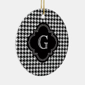 Klassieke zwarte witte hond met monogram keramisch ornament (Rechts)