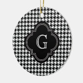 Klassieke zwarte witte hond met monogram keramisch ornament (Links)