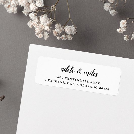 Klassieke zwarte & witte kalligrafie Return-adres Etiket