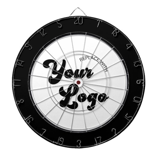 Klassieke zwarte & witte Logo Business Promotie Dartbord (Voorkant)