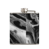 Klassieke zwarte & witte marmer monogrammen heupfles (Achterkant)