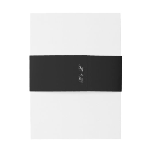 Klassieke zwarte witte monogram kalligrafie bruilo uitnodigingen wikkel (Achterkant Voorbeeld)