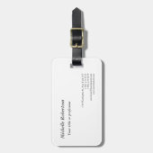 Klassieke zwarte witte platte minimalistische eenv bagagelabel (Voorkant verticaal)
