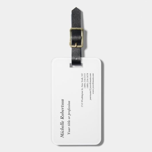 Klassieke zwarte witte platte minimalistische eenv bagagelabel (Voorkant verticaal)