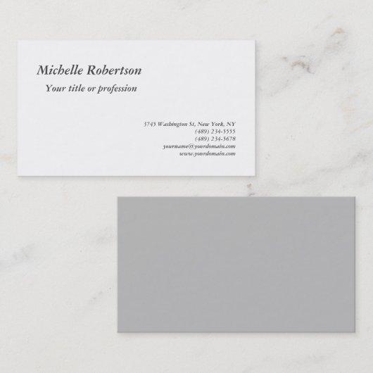 Klassieke zwarte witte platte minimalistische eenv visitekaartje (Voorkant / Achterkant)