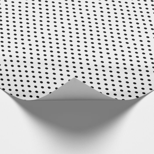 Klassieke zwarte witte polka stippen cadeaupapier (Hoek)