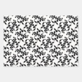 Klassieke zwarte witte Rococo Pattern Kerstmis Inpakpapier Vel (Voorkant 2)
