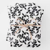 Klassieke zwarte witte Rococo Pattern Kerstmis Inpakpapier Vel (In situ)