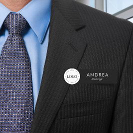 Klassieke zwarte & witte ronde cirkel - Aangepaste Naamplaatje