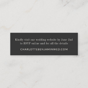 Klassieke zwarte witte RSVP Online Mini Kaart Mini Visitekaartje