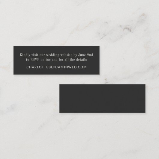 Klassieke zwarte witte RSVP Online Mini Kaart Mini Visitekaartje (Voorkant / Achterkant)