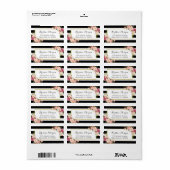 Klassieke zwarte witte strepen roze vlinderdecor etiket (Full Sheet)