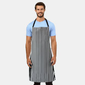 Klassieke zwarte & witte stripverpakking schort (Gedragen)