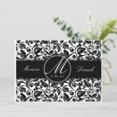 Klassieke zwarte & witte trouw uitnodigingskaart A Kaart (Staand voorkant)