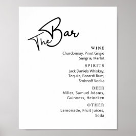 Klassieke zwarte witte typografie huwelijksbarmenu poster