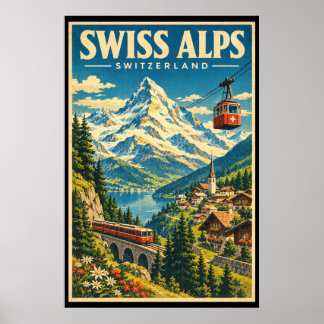 Klassieke Zwitserse Alpen Reis Kunst Zwitserland B Poster