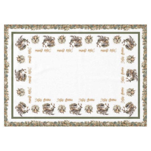  klassieker groen goud Rendier en slee Tafelkleed (Voorkant (Horizontaal))