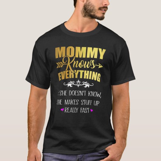 klassieker mama weet alles van moeder t-shirt (Voorkant)