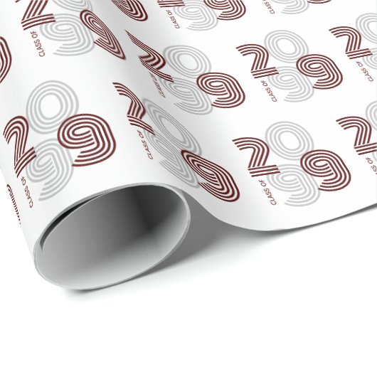 Klassieker Maroon Grote Nummers Klas van Cadeaupapier (Rol Hoek)