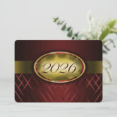 Klassieker rood en goud 2026 kaart (Staand voorkant)