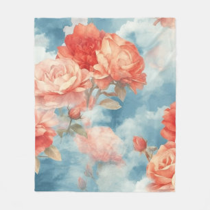 Klassiekers - engelachtige roze en rode rozen in z fleece deken