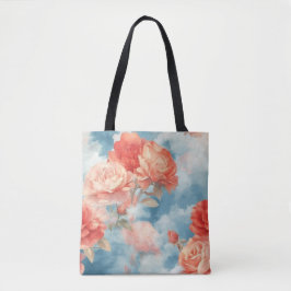 Klassiekers - Engelenroze en rode rozen in zachte Tote Bag