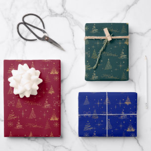 Klassiekers w / Elegante Gouden Kerstboom Doodles Inpakpapier Vel