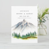 Klassige berg save the date (Staand voorkant)