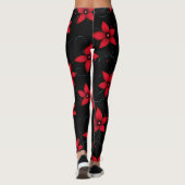 Klassige rode zwarte bloemen leggings (Achterkant)