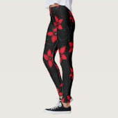 Klassige rode zwarte bloemen leggings (Links)
