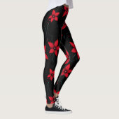 Klassige rode zwarte bloemen leggings (Rechts)