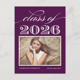 Klassikaal eindexamenjaar 2026 Paarse Foto Afstude Briefkaart