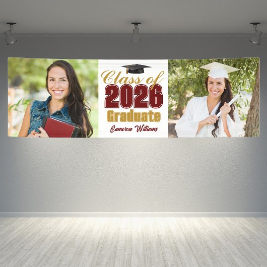 Klassikaal goud Klas van 2026 2 Foto Afstudeerfees Spandoek