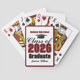 Klassikaal maroon 2026 aangepaste afstudeerfeestje pokerkaarten