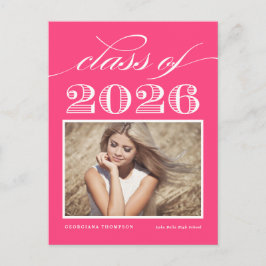 Klassikaal uit 2026 Roze Foto Afstudeerceremonie Briefkaart